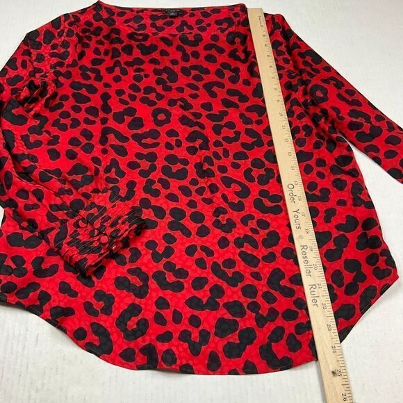 Ann Taylor Blouse Animal Print Long Sleeve Flowy Lightweight Top PS Petites - Picture 6 of 12